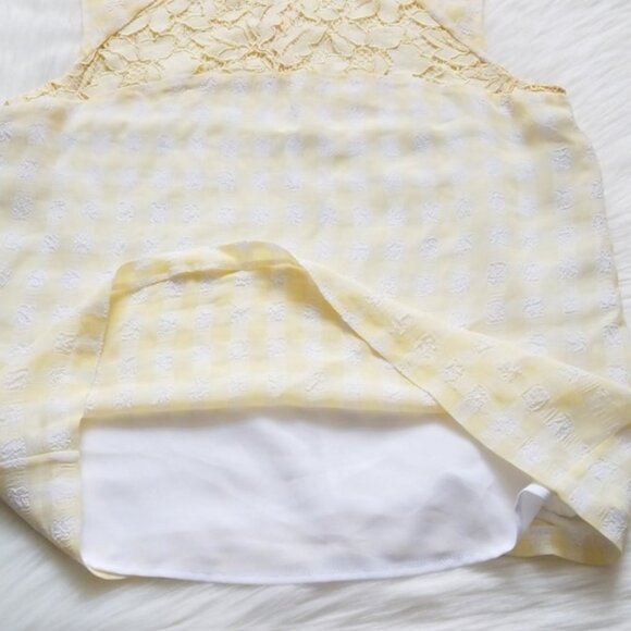 Sandro Paris Light Yellow Gingham Lace Top, 1/S - Picture 3 of 7